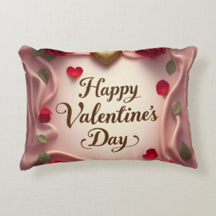 Cojín Decorativo Rosas románticas y diseño de San Valentín del cora
