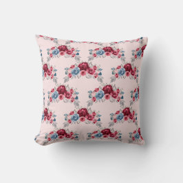 Cojín Decorativo Rosas rosa y azul turbio enrejado