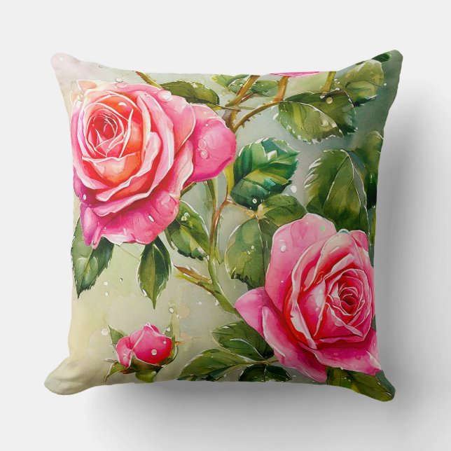 Cojín Decorativo Rosas rosadas (Anverso)