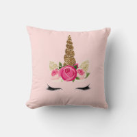 Rosas rosadas Cuerno de unicornio con brillo dorad