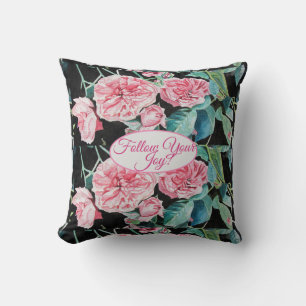 Cojín Decorativo Rosas rosadas flores Patrón de seguir tu alegría