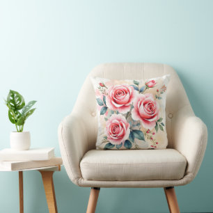 Cojín Decorativo Rosas Rosadas Hermosa Colección Moderna de Lujo