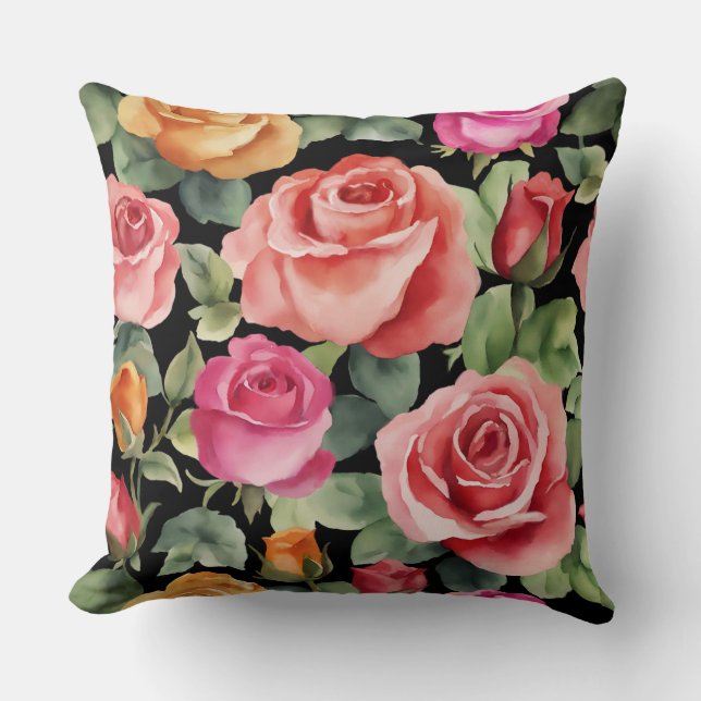 Cojín Decorativo ROSAS rosadas románticas (Anverso)