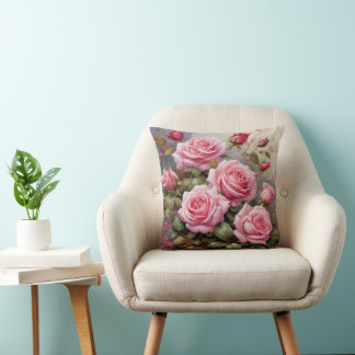Cojín Decorativo Rosas Rosadas Vintage