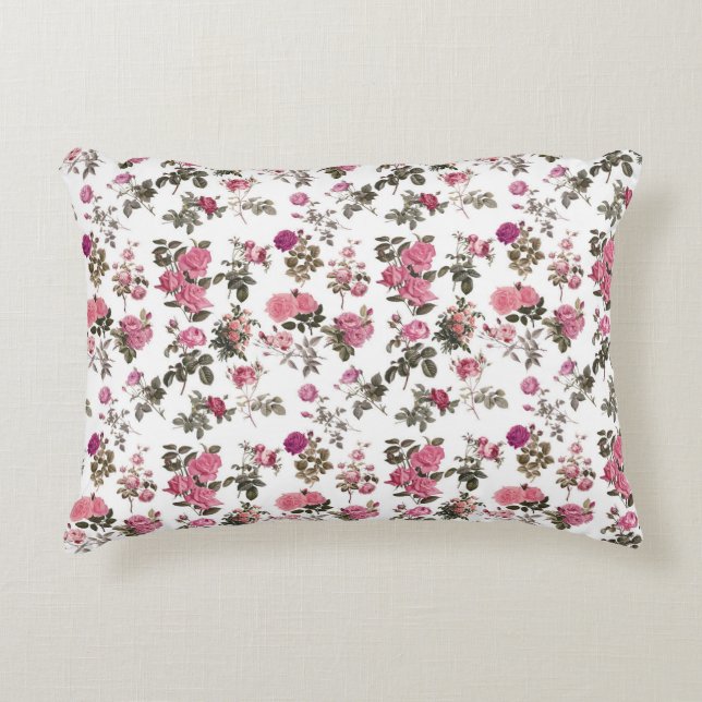 Cojín Decorativo Rosas rosadas vintage (Anverso)