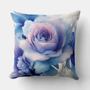 Cojín Decorativo Rosas rosados, azules y morados