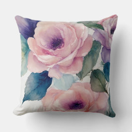 Cojín Decorativo Rosas rosados y púrpura pastel