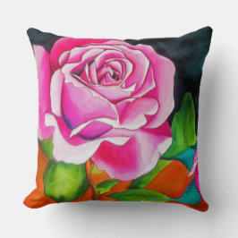 Cojín Decorativo Rosas rosas rosas con arte acuarela contemporáneo 