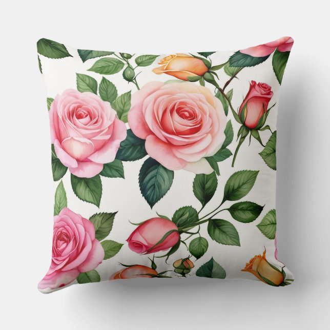 Cojín Decorativo rosas rosas rosas y amarillas (Reverso )