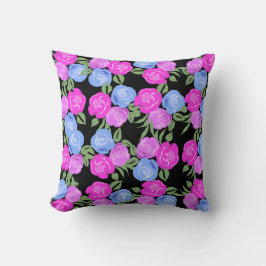 Cojín Decorativo Rosas rosas y azules Pillow