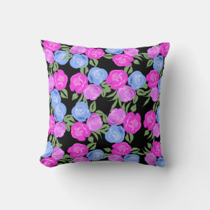 Cojín Decorativo Rosas rosas y azules Pillow