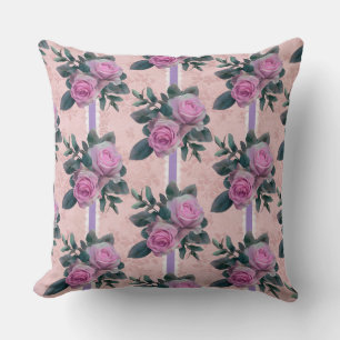 Cojín Decorativo Rosas Vintage Cintas Lavanda de encaje