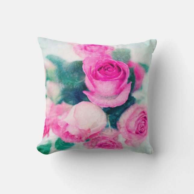 Cojín Decorativo Rosas Y Lágrimas Rosadas (Anverso)