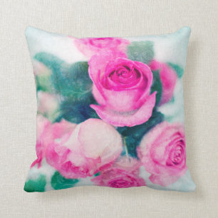 Cojín Decorativo Rosas Y Lágrimas Rosadas