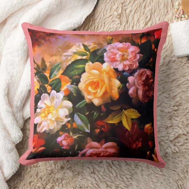 COJÍN DECORATIVO ROSAS Y MÁS FLORES (Manta)