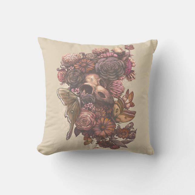 Cojín Decorativo Rosas y polillas (Anverso)