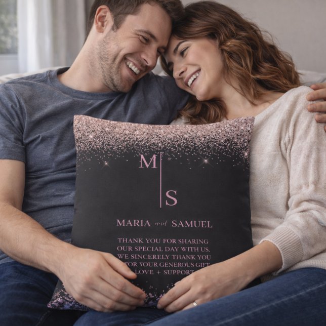 Cojín Decorativo Rose Gold Blush Pink Silver Glitter Script Persona (Subido por el creador)