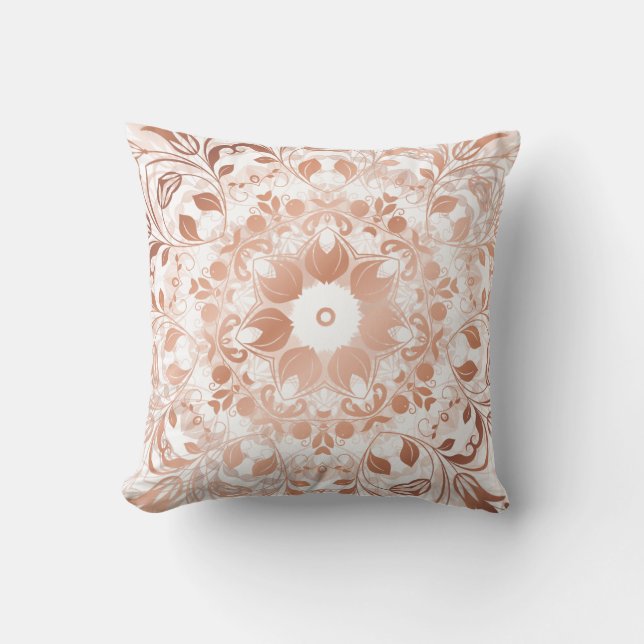 Cojín Decorativo Rose Gold Floral Mandala (Anverso)