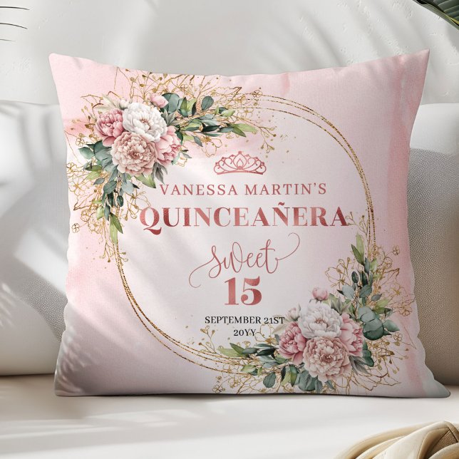 Cojín Decorativo Rose Gold Flowers Greenery Perfect Gift Quince  (Rose Gold Flowers Greenery Perfect Gift Quince Pillow)