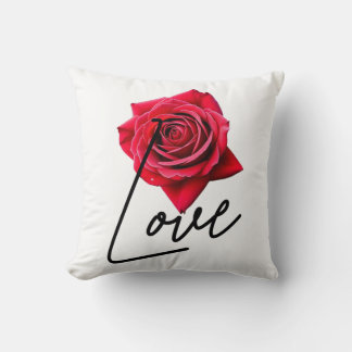 Cojín Decorativo Rose mit Love - Liebe in Rot und Schwarz