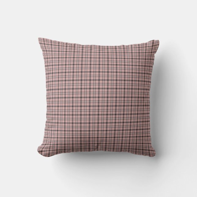 Cojín Decorativo Rose Pink Black Plaid Classic Pattern (Anverso)
