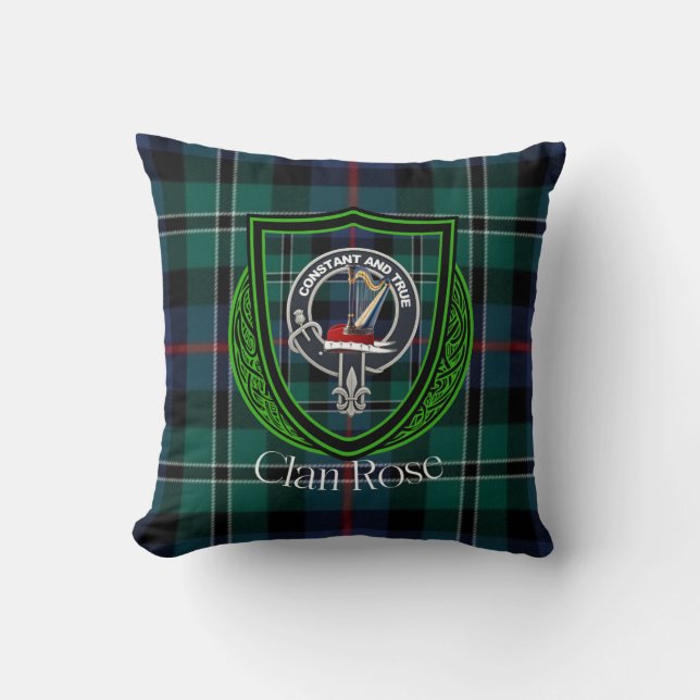 Cojín Decorativo Rose Scottish Clan Tartan & Crest (Anverso)