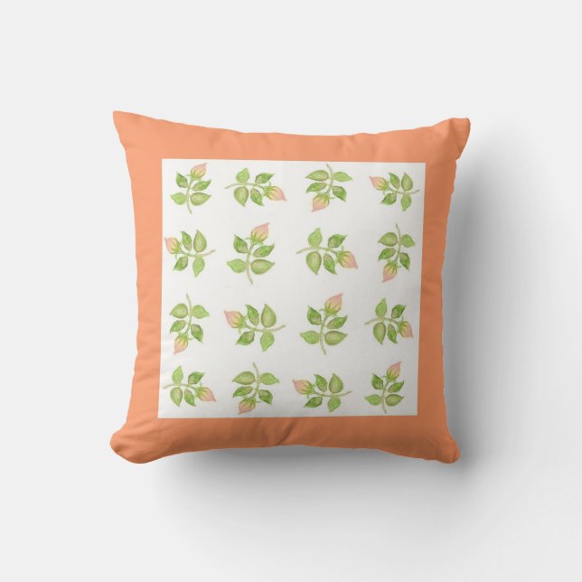 Cojín decorativo Rosebud Rosado, Cushion, Frontera (Anverso)