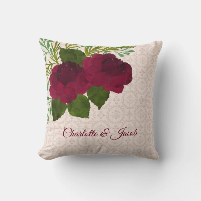 Cojín Decorativo Roses rojas marrones (Anverso)