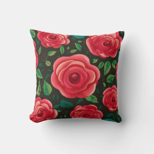 Cojín Decorativo Roses rojos en flor: Exuberante exposición floral