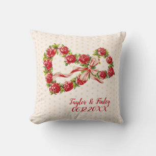 Cojín Decorativo Roses Rojos Floral Corazón de flores Wreath elegan