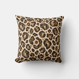 Cojín Decorativo Rosetas Botánicas de Leopardo Cognac