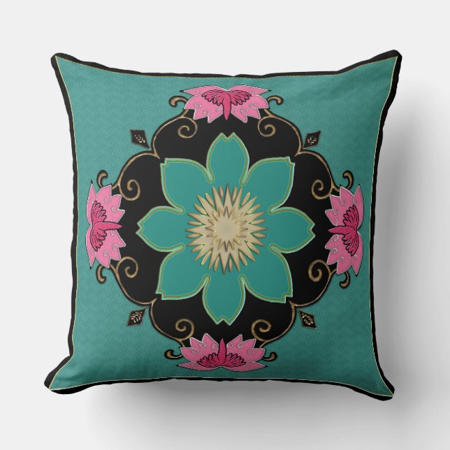 Cojín Decorativo Rosette de estilo Art Nouveau japonés (Anverso)