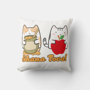 Cojín Decorativo Rosh Hashanah kawaii Gatos - Año nuevo judío