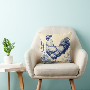 Cojín Decorativo Rostro azul vintage en un jardín floral