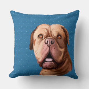 COJÍN DECORATIVO ROSTRO DE PERRO DE COLOR DE AGUA DE BORDEAUX