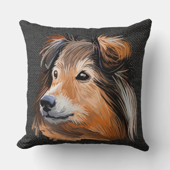 COJÍN DECORATIVO ROSTRO SHETLAND SHEEPDOG (Anverso)