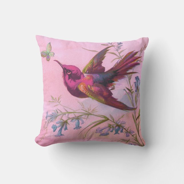 Cojín Decorativo Rosy Red Hummingbird (Anverso)