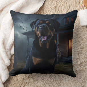 Cojín Decorativo Rottweiler de Halloween aterrador