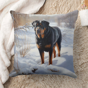 Cojín Decorativo Rottweiler Deja que nieve Navidad