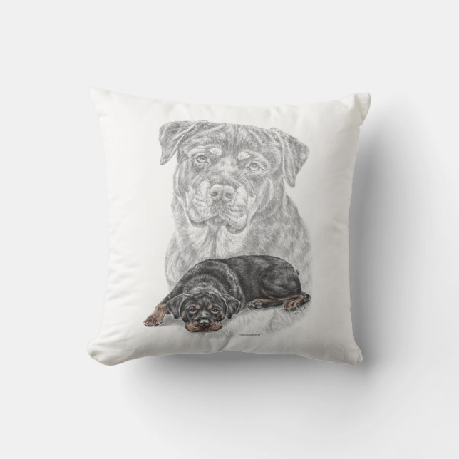 Cojín Decorativo Rottweiler Dog Art (Anverso)