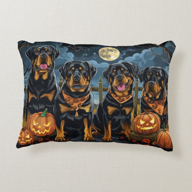 Cojín Decorativo Rottweiler Halloween Espeluznante (Reverso)