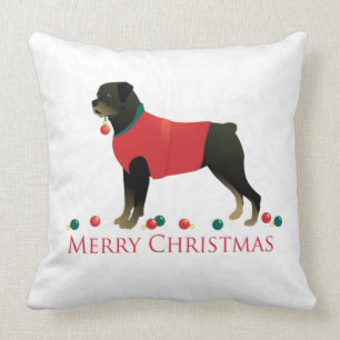 Cojín Decorativo Rottweiler Merry Christmas Design