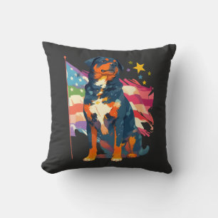 Cojín Decorativo Rottweiler patriótico con arte de la bandera de EE