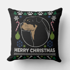 Cojín Decorativo Rottweiler Rottie Merry Christmas Ugly Sweater