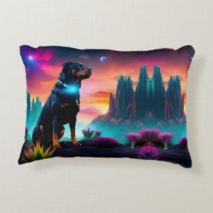 Cojín Decorativo Rottweiler sobre un mundo extranjero