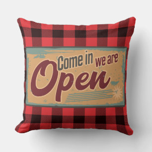Cojín Decorativo Rótulo abierto vintage de Rótulo