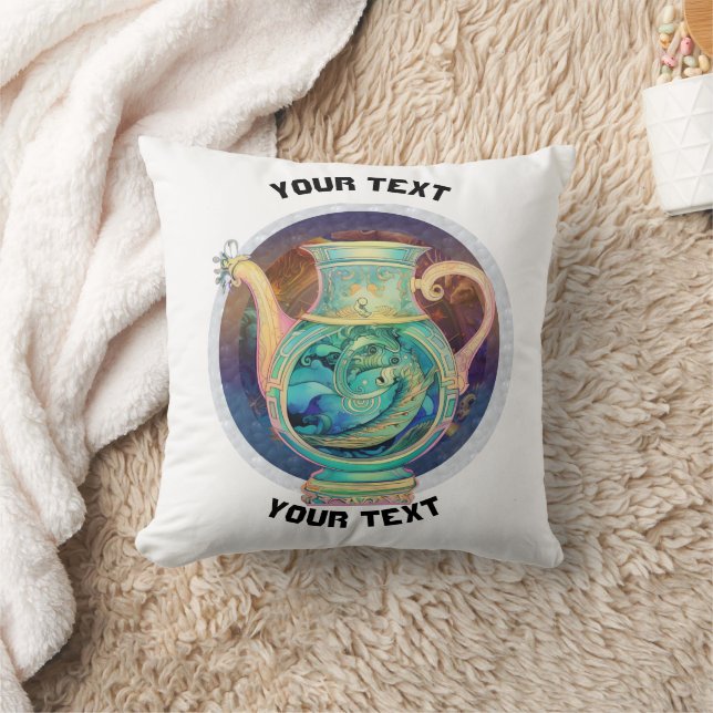 Cojín Decorativo RÓTULO Aquarius ZODIAC PERSONALIZADO (Manta)