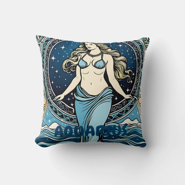 Cojín Decorativo Rótulo Astrología de Aquarius (Anverso)