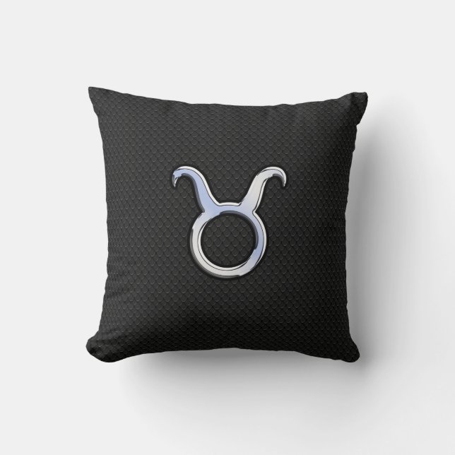 Cojín Decorativo Rótulo cromado como Taurus Zodiac sobre piel de se (Anverso)