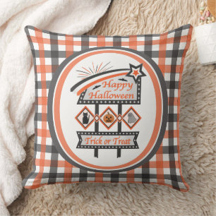 Cojín Decorativo Rótulo de Halloween retro vintage - Trick o trenza